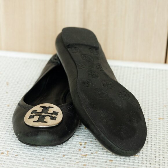 Tory Burch | Black Leather Ballet Flats - Picture 2 of 2